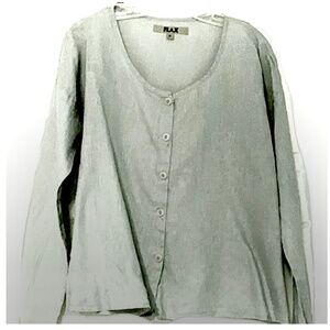 Flax top, P to M, oversized, blue, 100% linen , pullover, preowned,RTW, flare